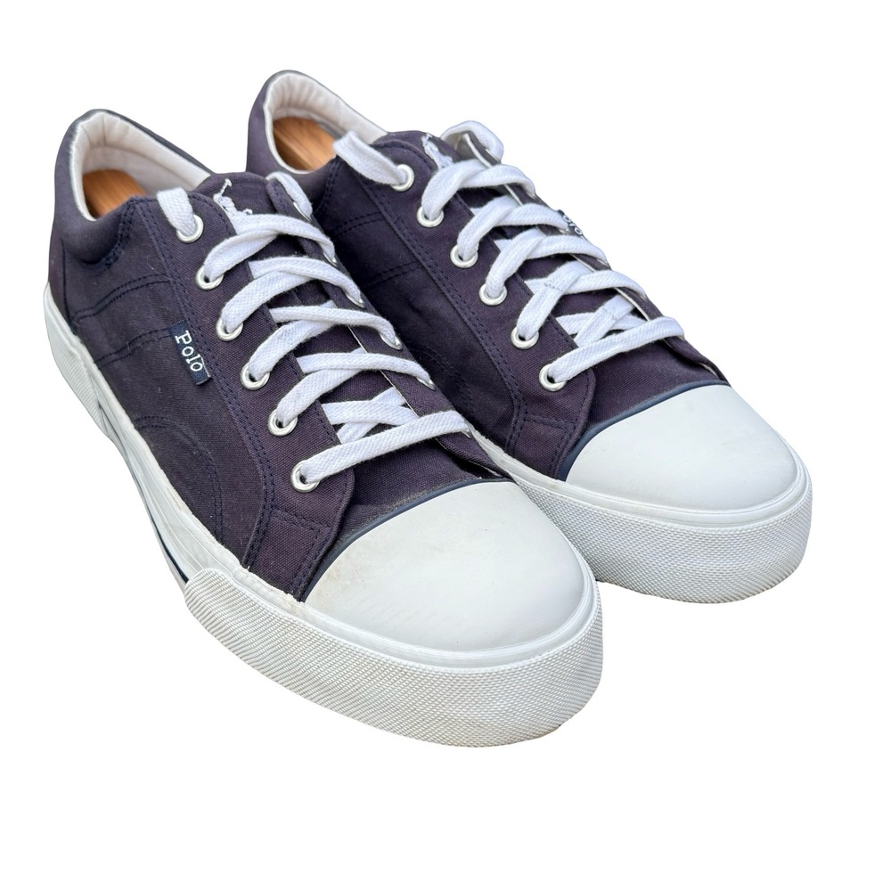 Polo Ralph Lauren Mens Canvas Low Top Sneakers Navy Blue Chuck Taylor Style 12D